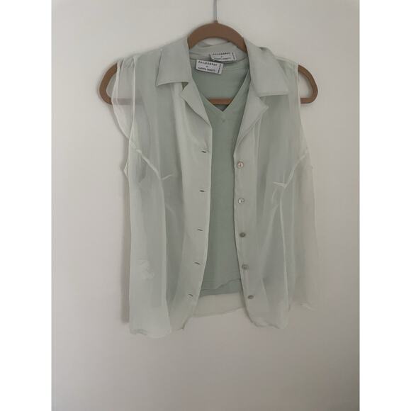 Philosophy Di Alberta Ferretti Pistachio Mint Green Silk Blend Blouse Set Sz 8 - Picture 1 of 15